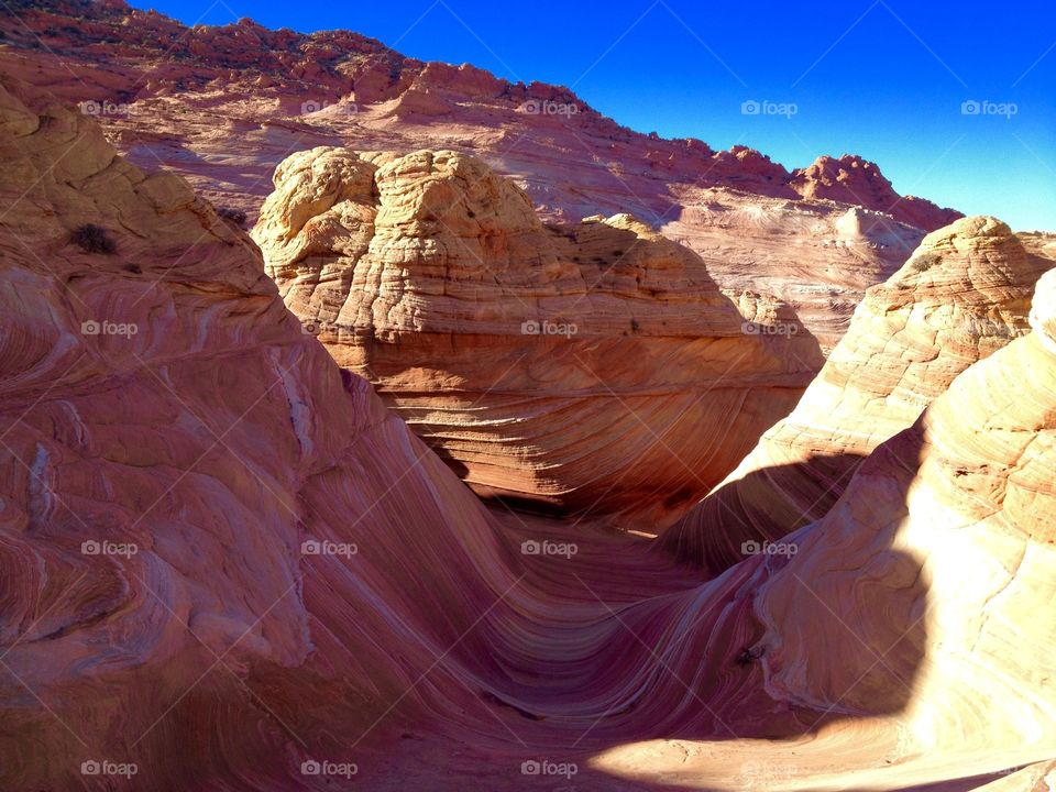 Sunlight reflecting on the rock mountains