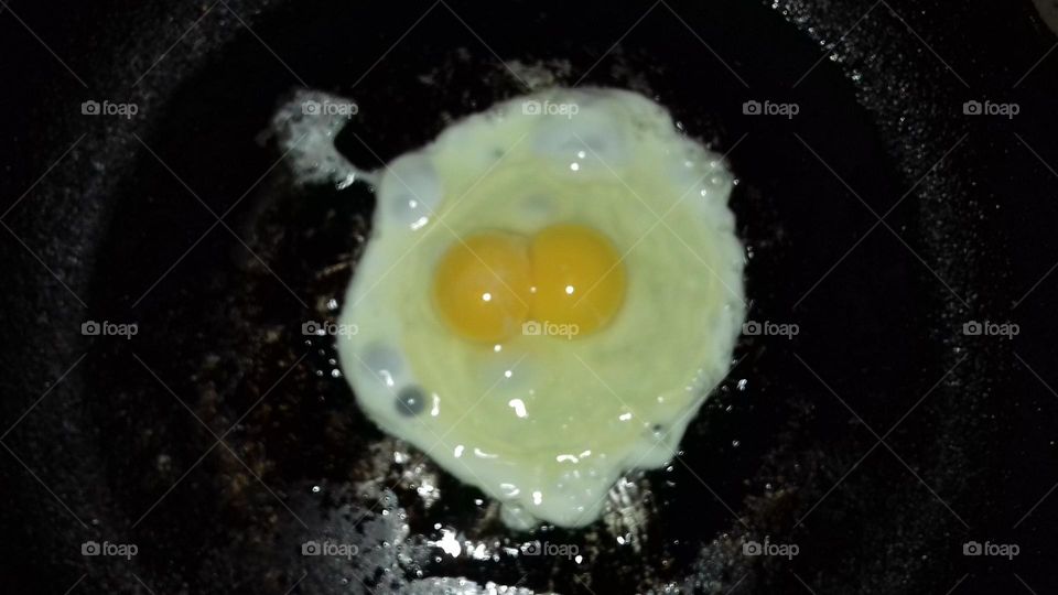 A beautiful double yolk in hen