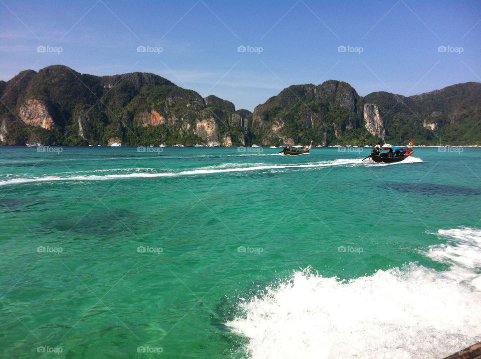 ocean sky blue boats by marresergio