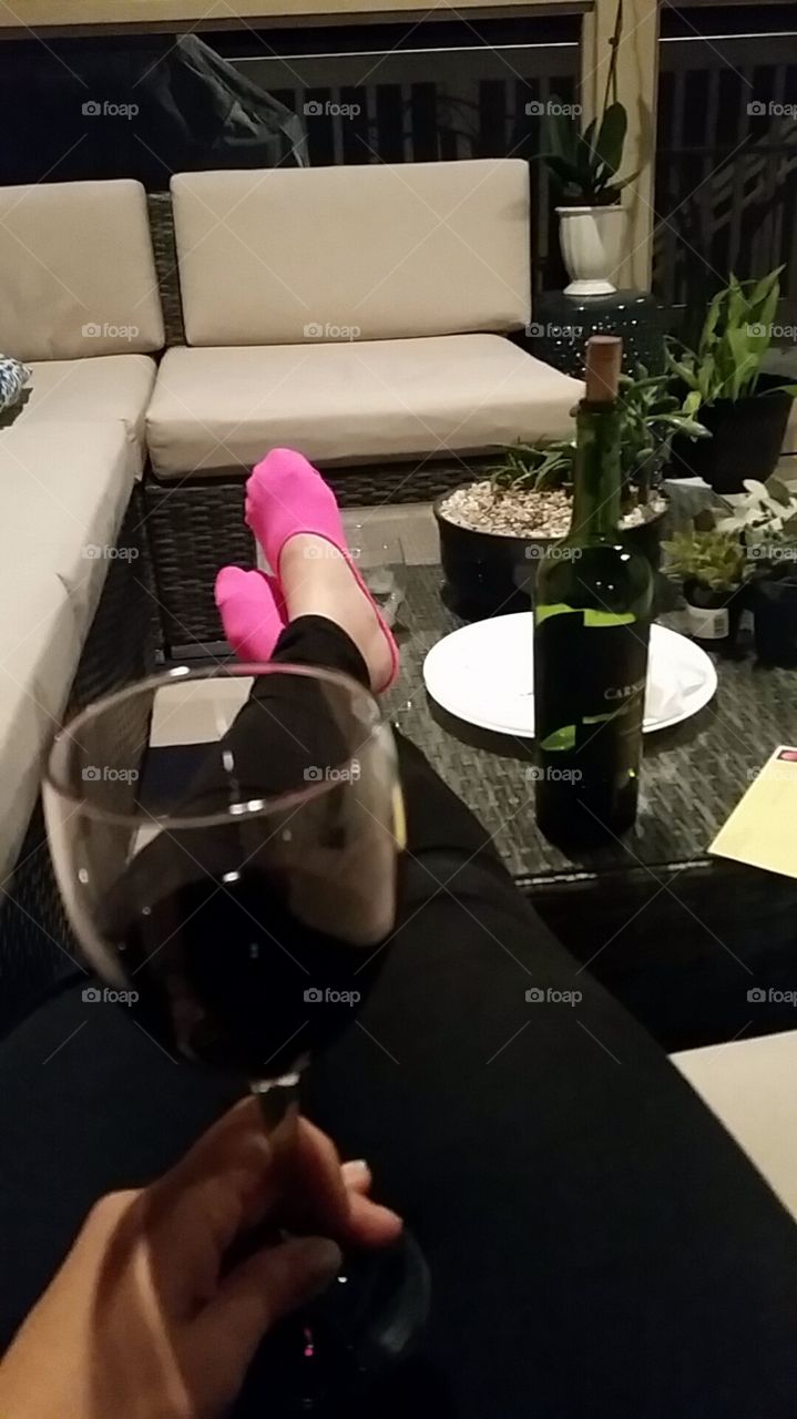 Lounging with a glass of wine
