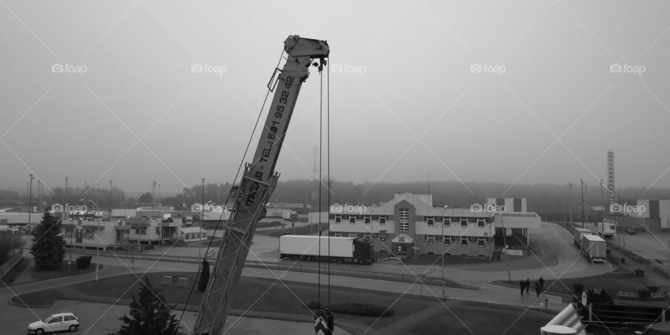 Customs terminal. Black and white