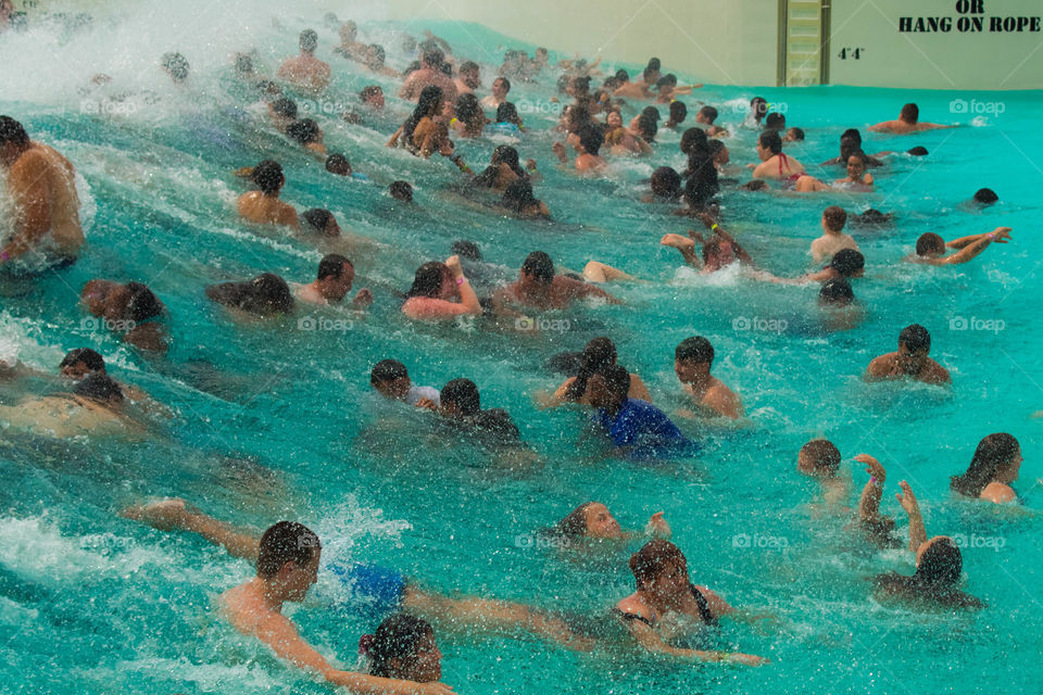 Peoples covered by the huge wave in the pool ,mt.olympus resort , Wisconsin dells WI 