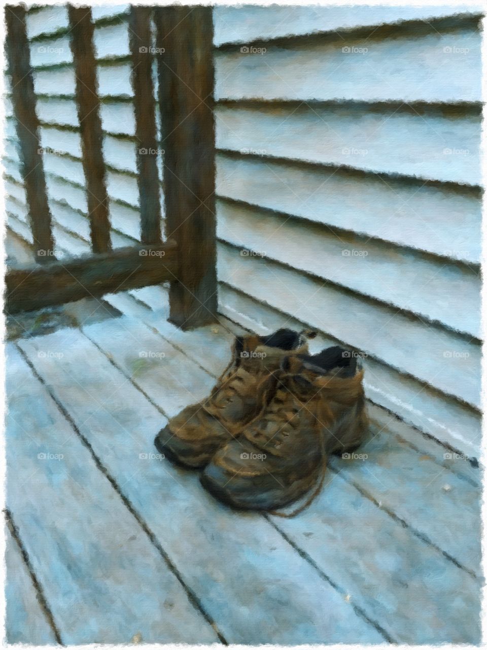 dirty boots. dirty boots on a porch at the back door