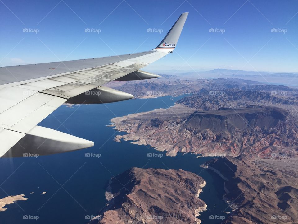 Lake Mead by air. Aerial photo of Lake Mead, Nevada