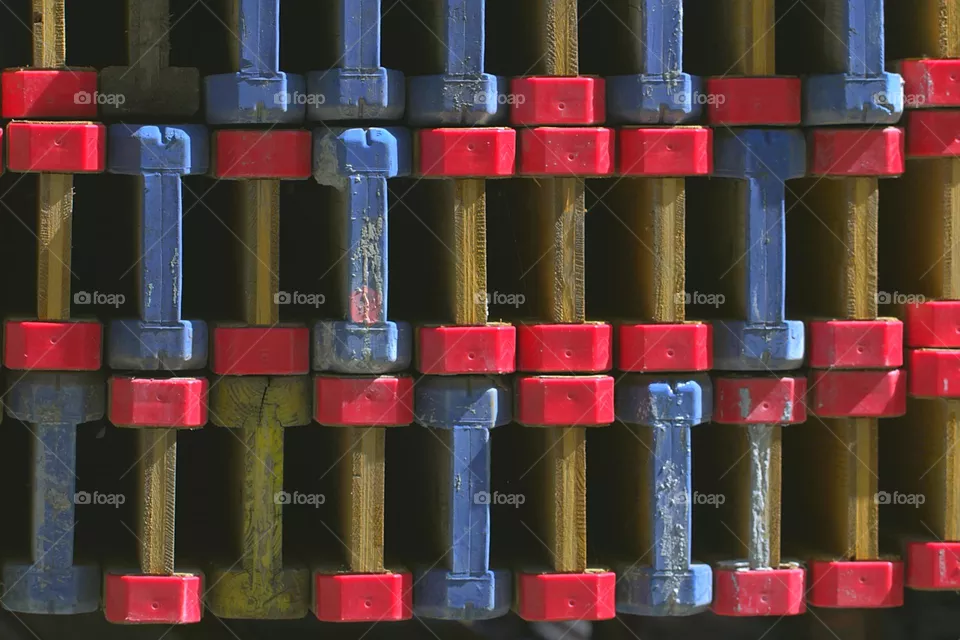 Hanteln in blau rot