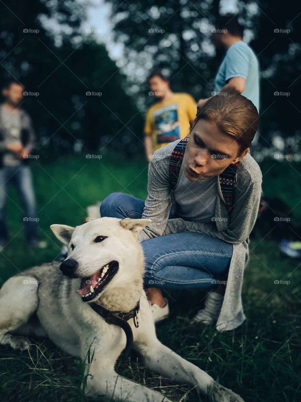 Girl and pets portrait