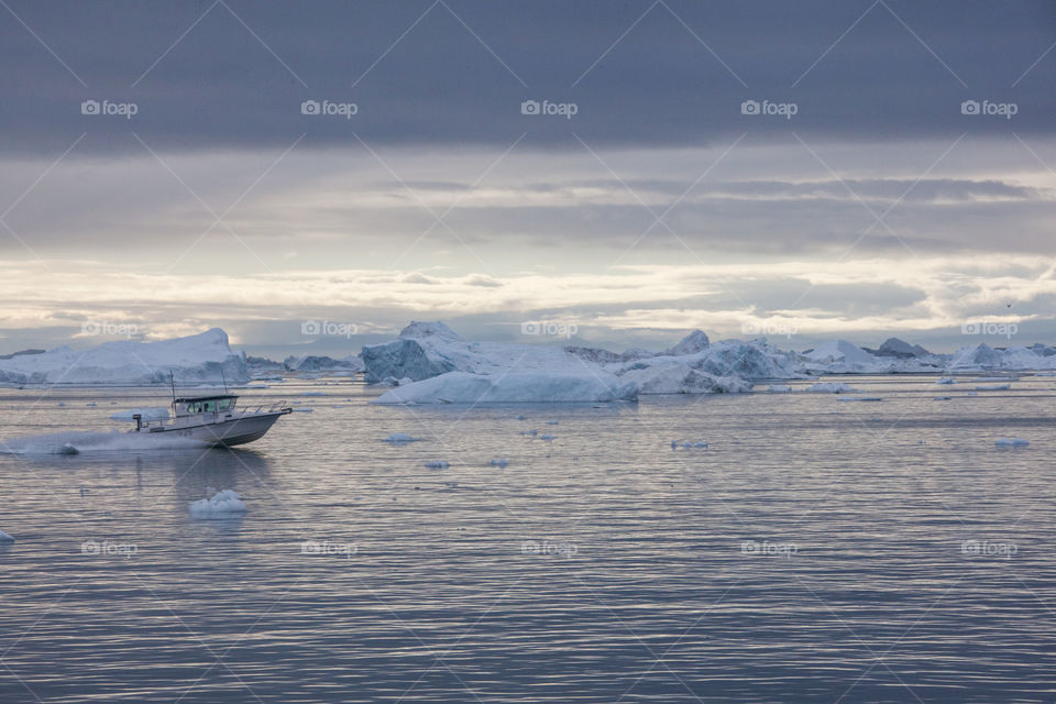 Boat on arctic sea 