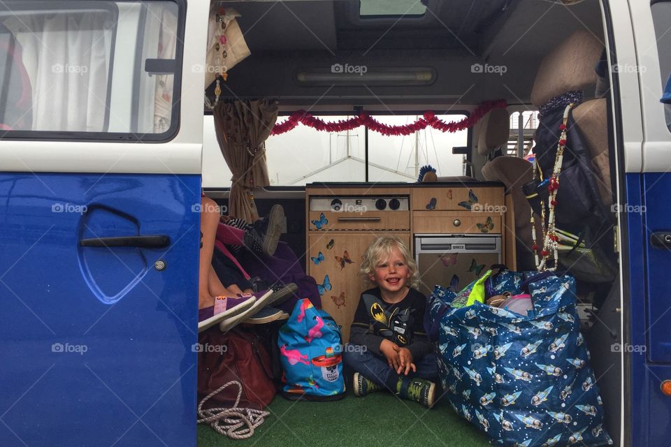 Boy in a camper van 