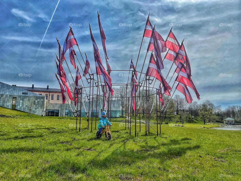 Latvian flags and little sunshine