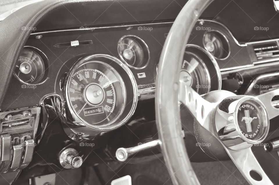 The vintage speedometer of the old car Ford