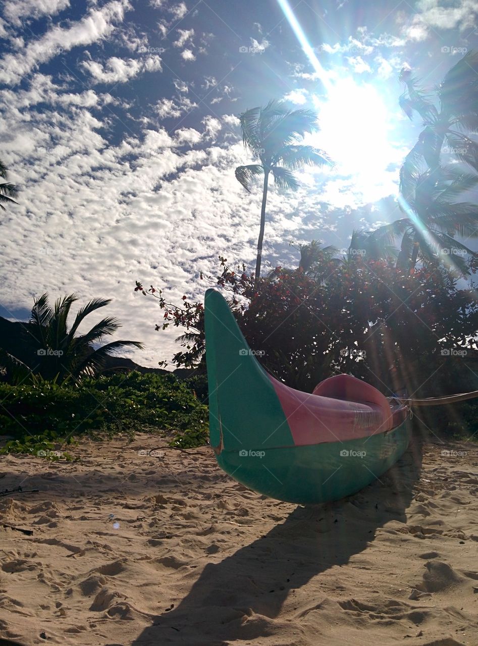 Beached canoe