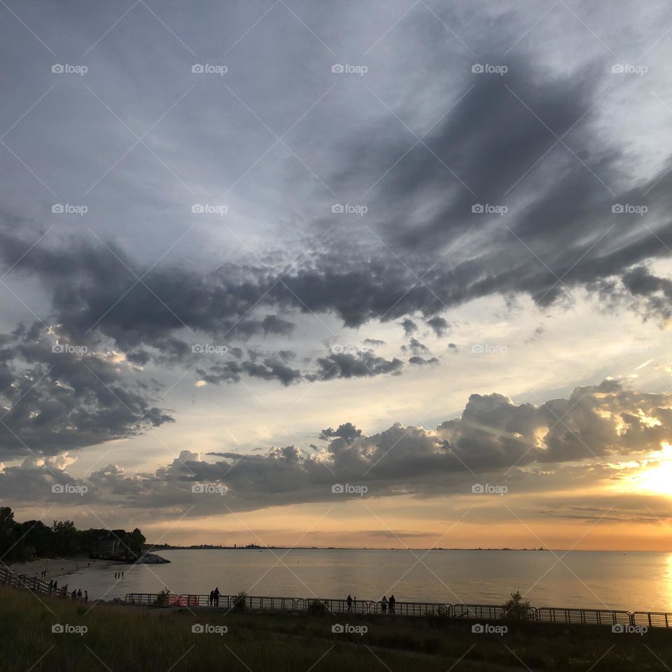 Beautiful golden sunset on a warm summer day