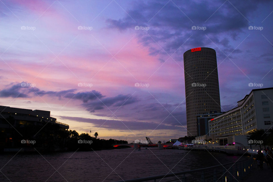 sunset over the river