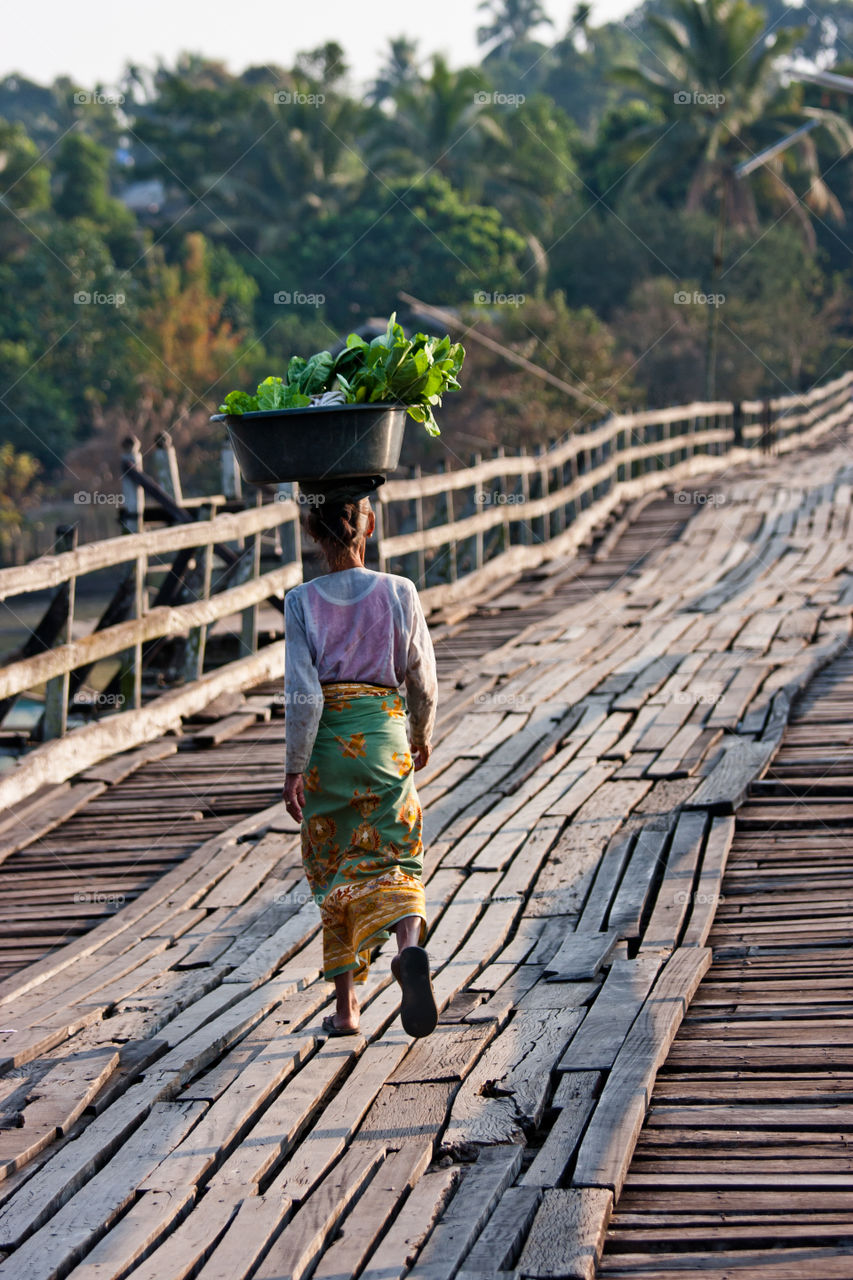 walk over the bridge, the mon Bridge in Sangklaburi, Thailand Walk over the bridge