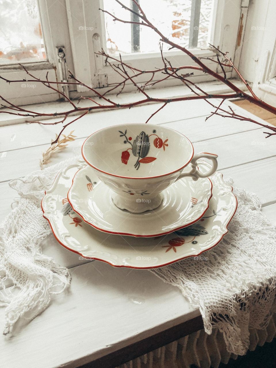 Vintage porcelain tea trio 