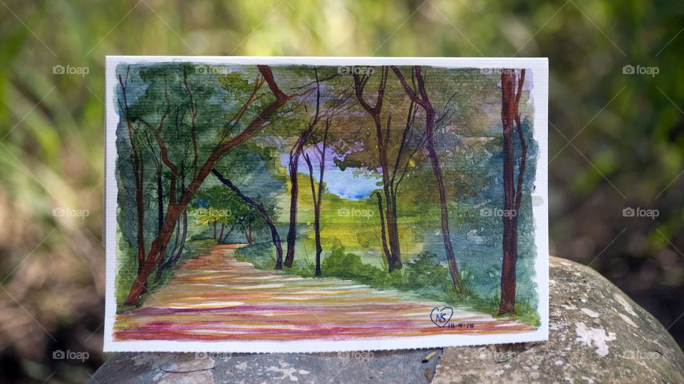 Painting of a path to beautiful adventures.