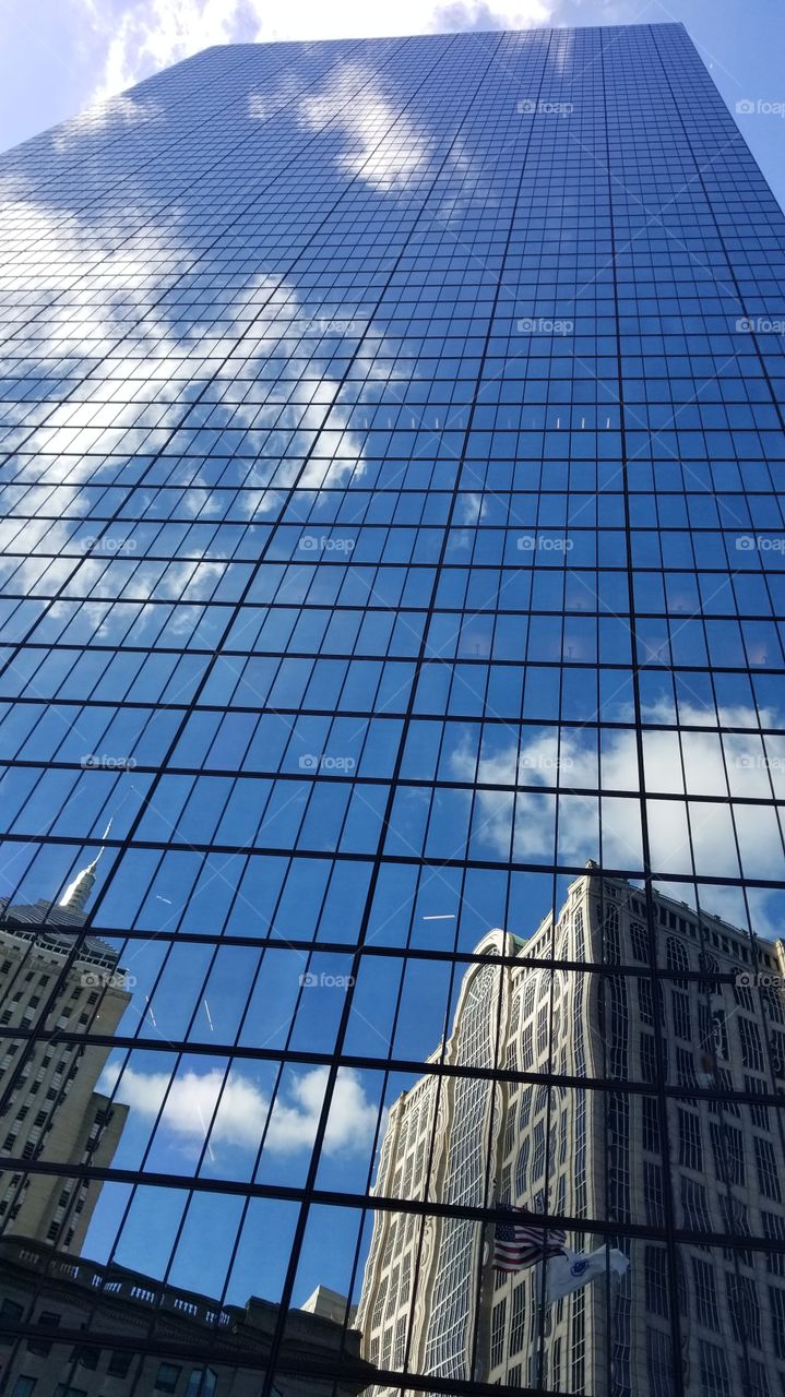 White clouds in the reflection