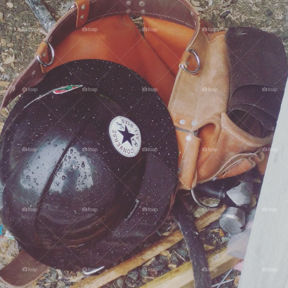 Work hat and tools