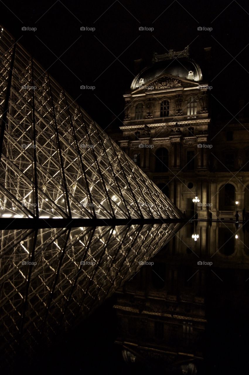 Louvre by Night. The Louvre Museum in Paris at night 