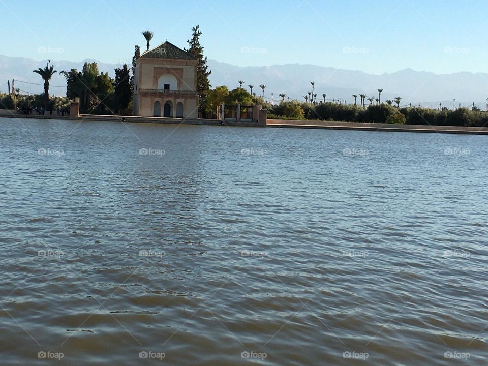 Menara garden in marrakesh city in morocco.