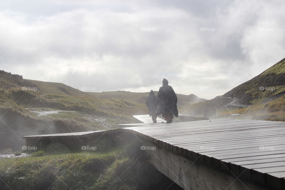 Walking in a rainy day