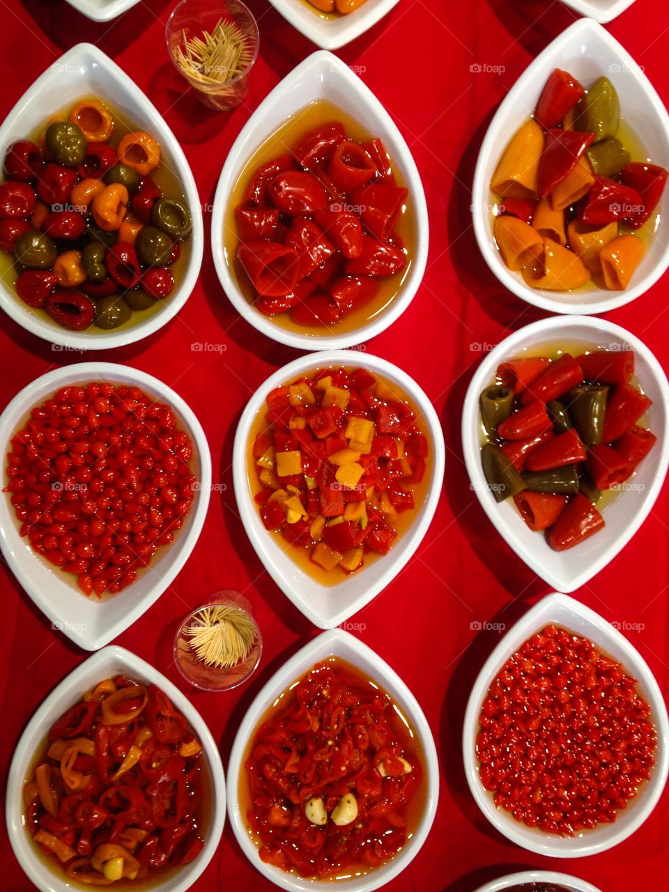 Red. Food display at the London Food and Beverage show