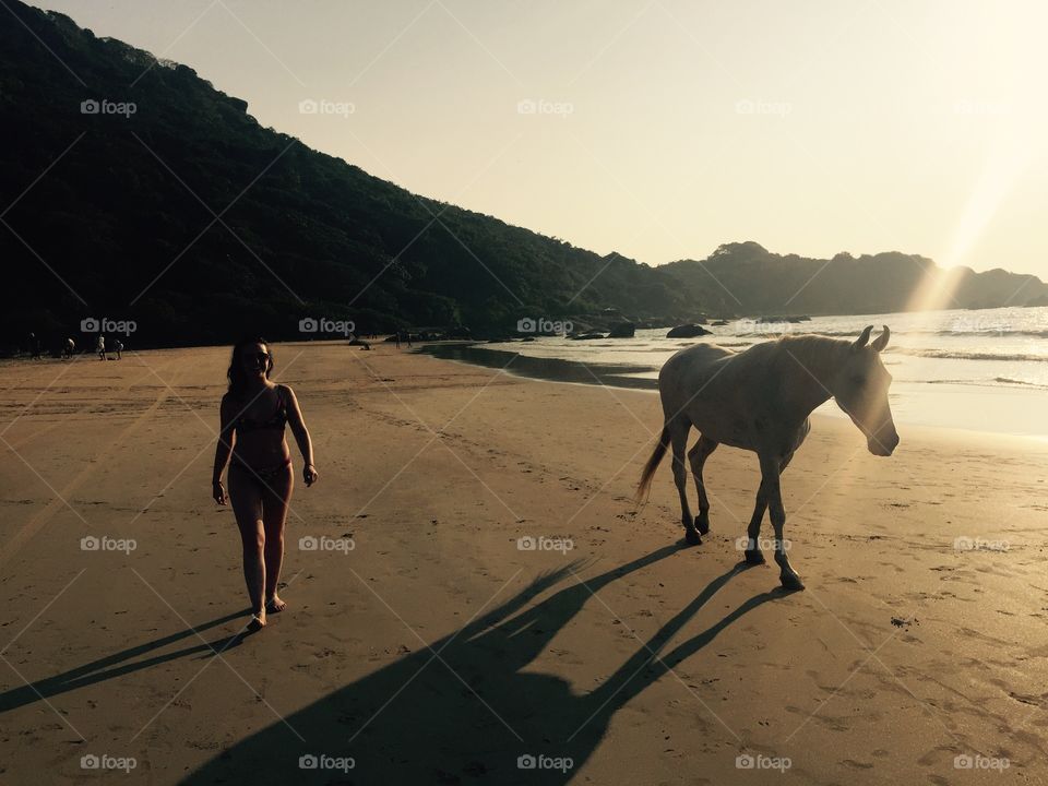 Agonda Beach, Goa, India. Walking with a wild horse!