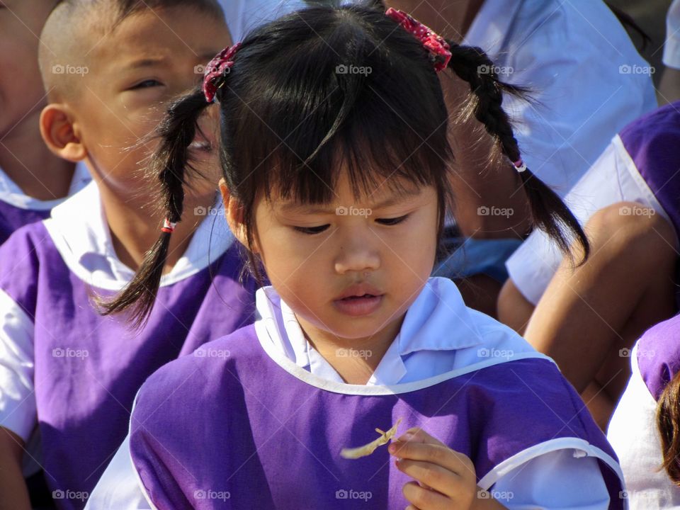 Little girl concentrated 