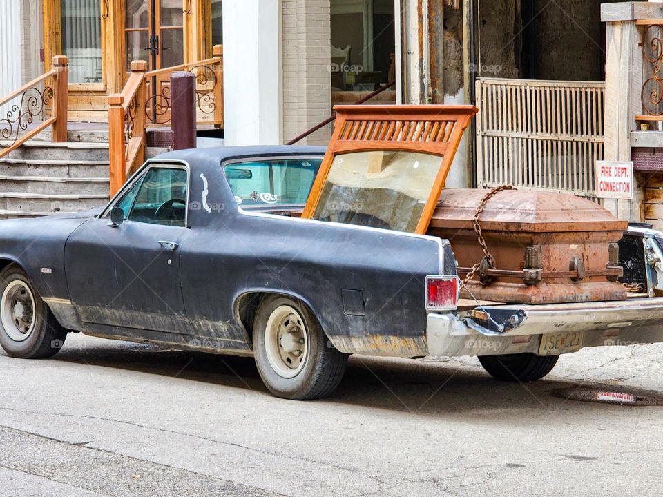 A very unusual load lies in the bed of a 1970 Chevrolet El Camino