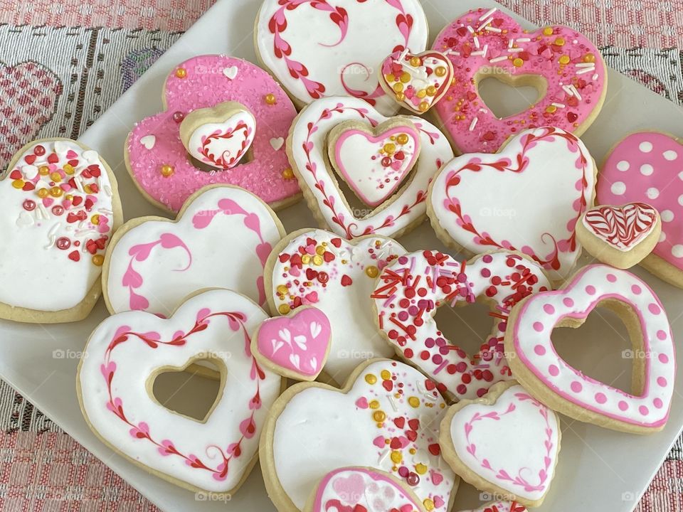 A Beautiful plate of Valentine’s Day cookies