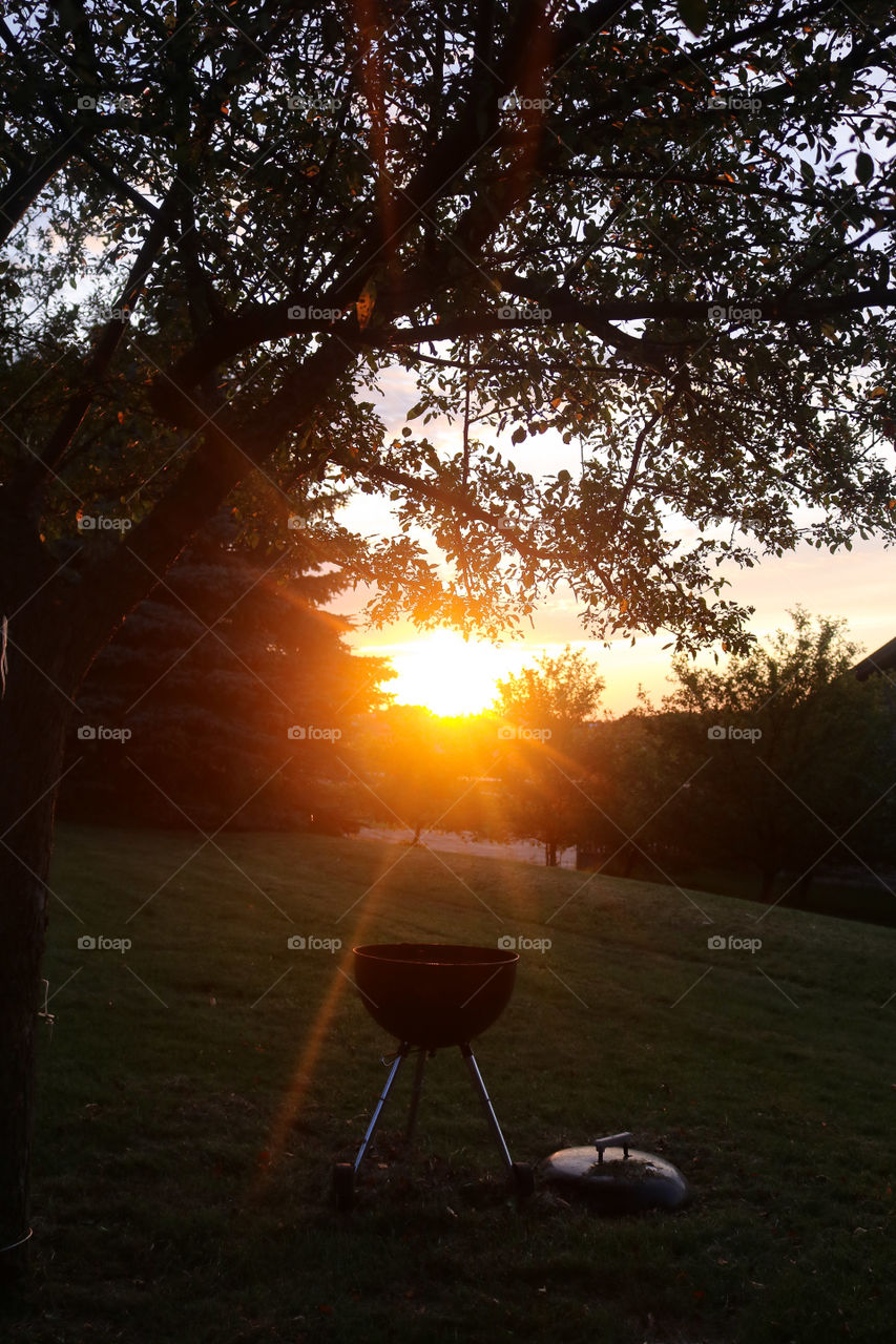 Cooking The Grill At Sunset