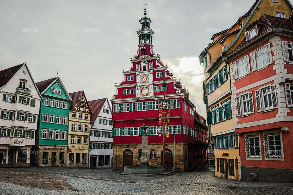 The colorful and beautiful buildings in the city of Esslingen am Neckar, Germany.