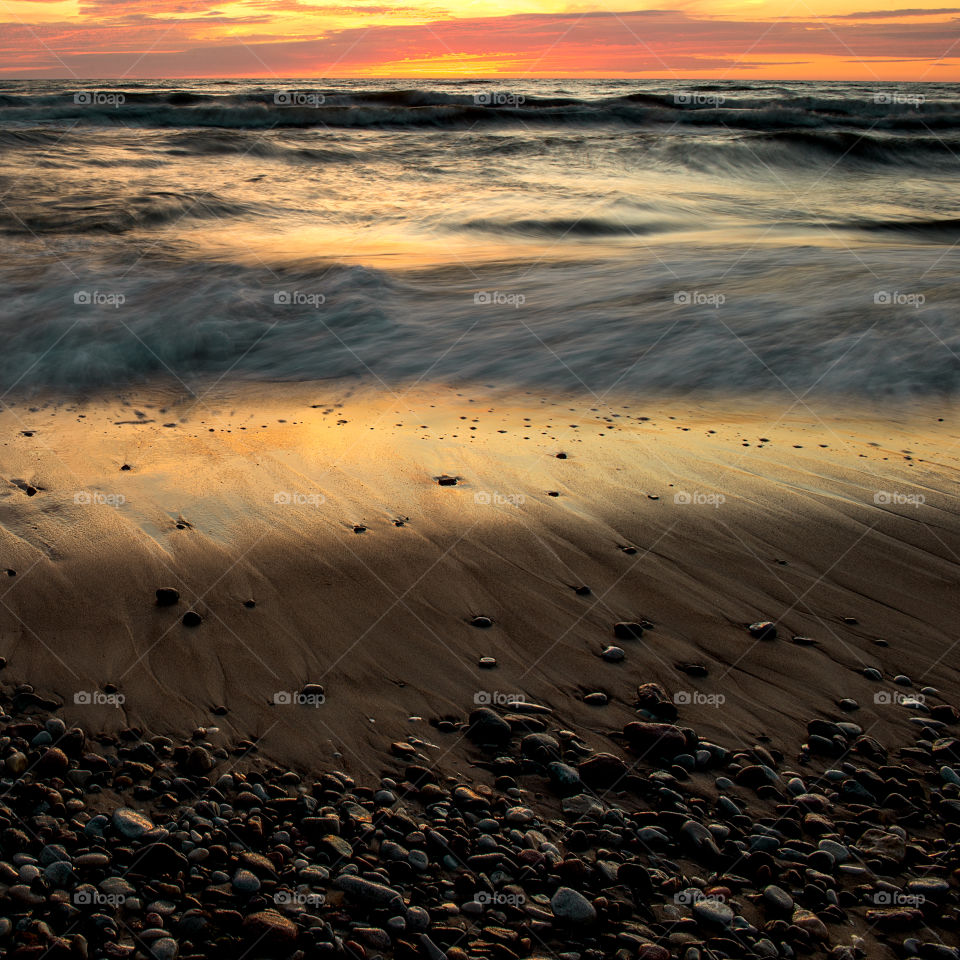 Textures of sunset beach