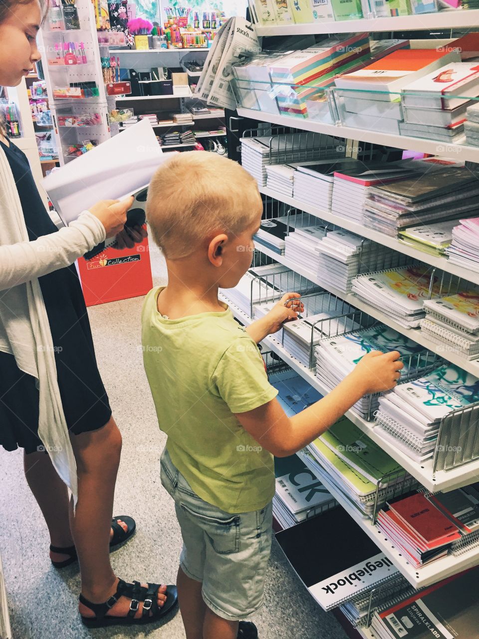 Kids shopping for school