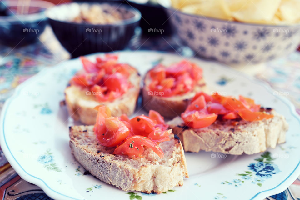 italian bruschetta with tomatoes