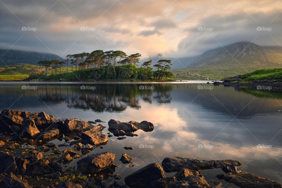 Twelve pines island at Connemara National park, county Galway, Ireland