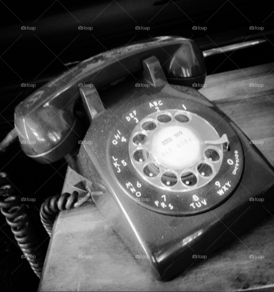 Black and white vintage phone