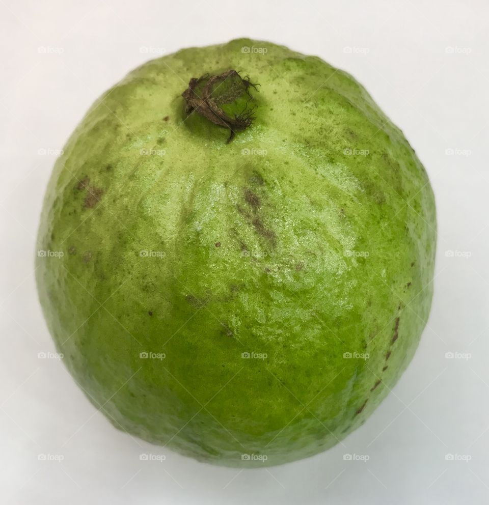 Freshness fruit green guava white background fruits healthy nutrition vitamin  vitamins C nature organic fruit market foods 