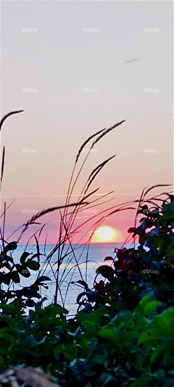 Sunsets are amazing on the island of “Rügen” in “Mecklenburg - Western Pomerania”, Germany at the “Baltic Sea” that the locals call “Ostsee”. Beyond the horizon where the fiery red sun sets are “Finland” and “Sweden”. 2024. Hypnotic Productions