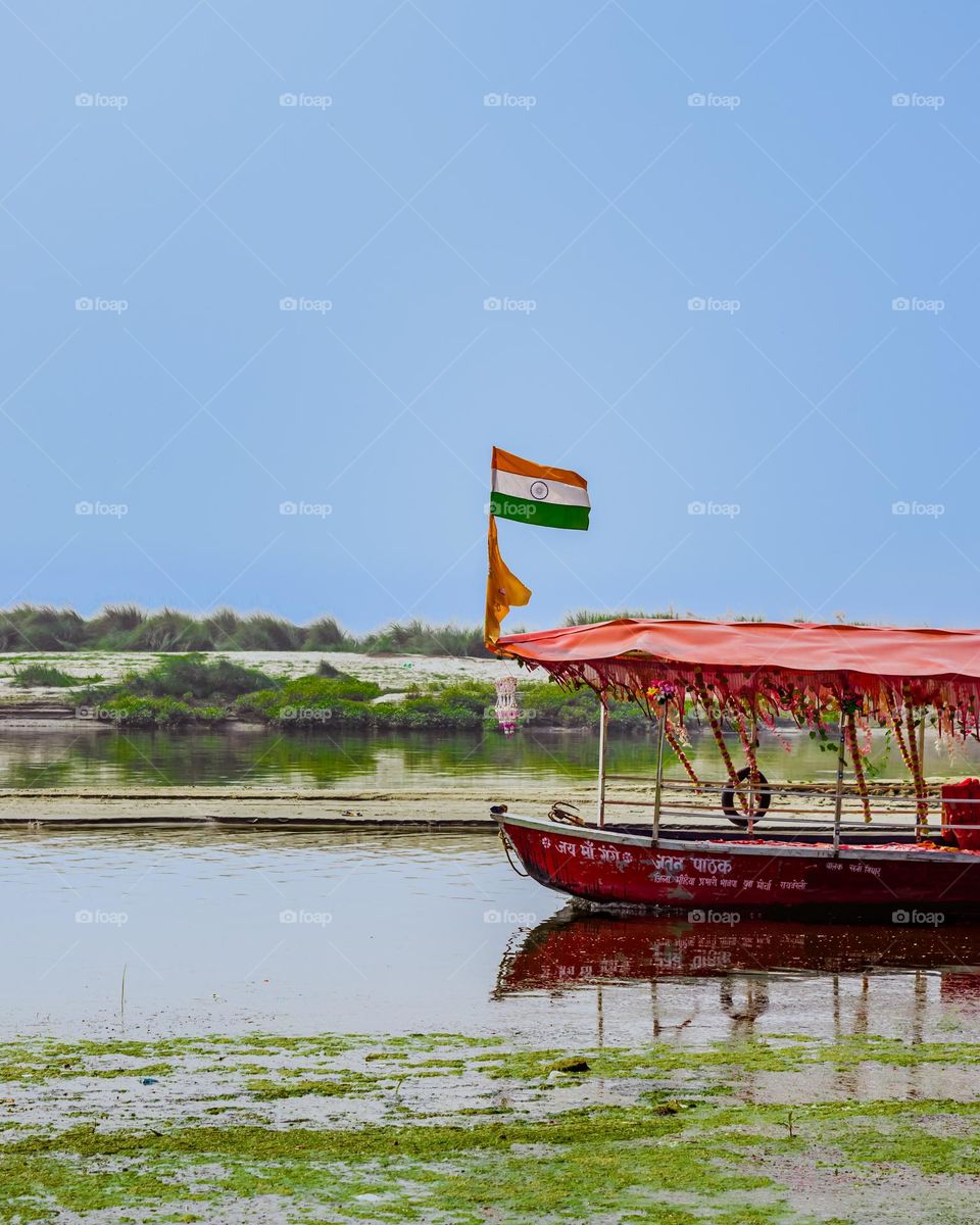 boat on ganga river water, dalmau uttar pradesh in India