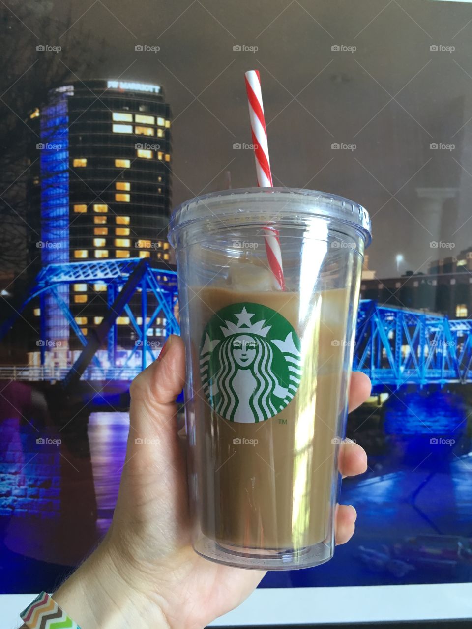 Starbucks and blue bridge 