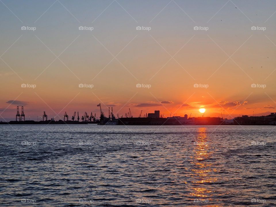 Sunset at Thessaloniki at greece