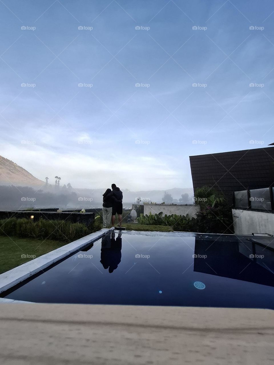 morning view as a couple surrounded with the mountain and ricefield area. How Amazing and wonderful morning