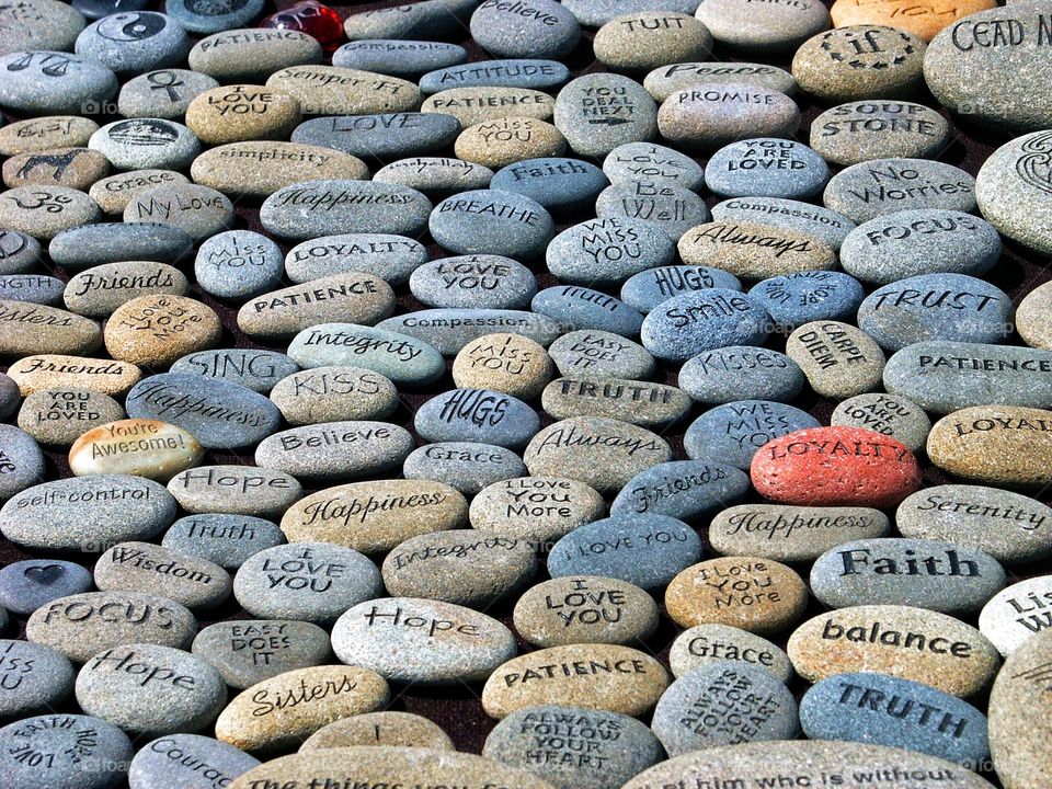 Words of wisdom and phrases on stones