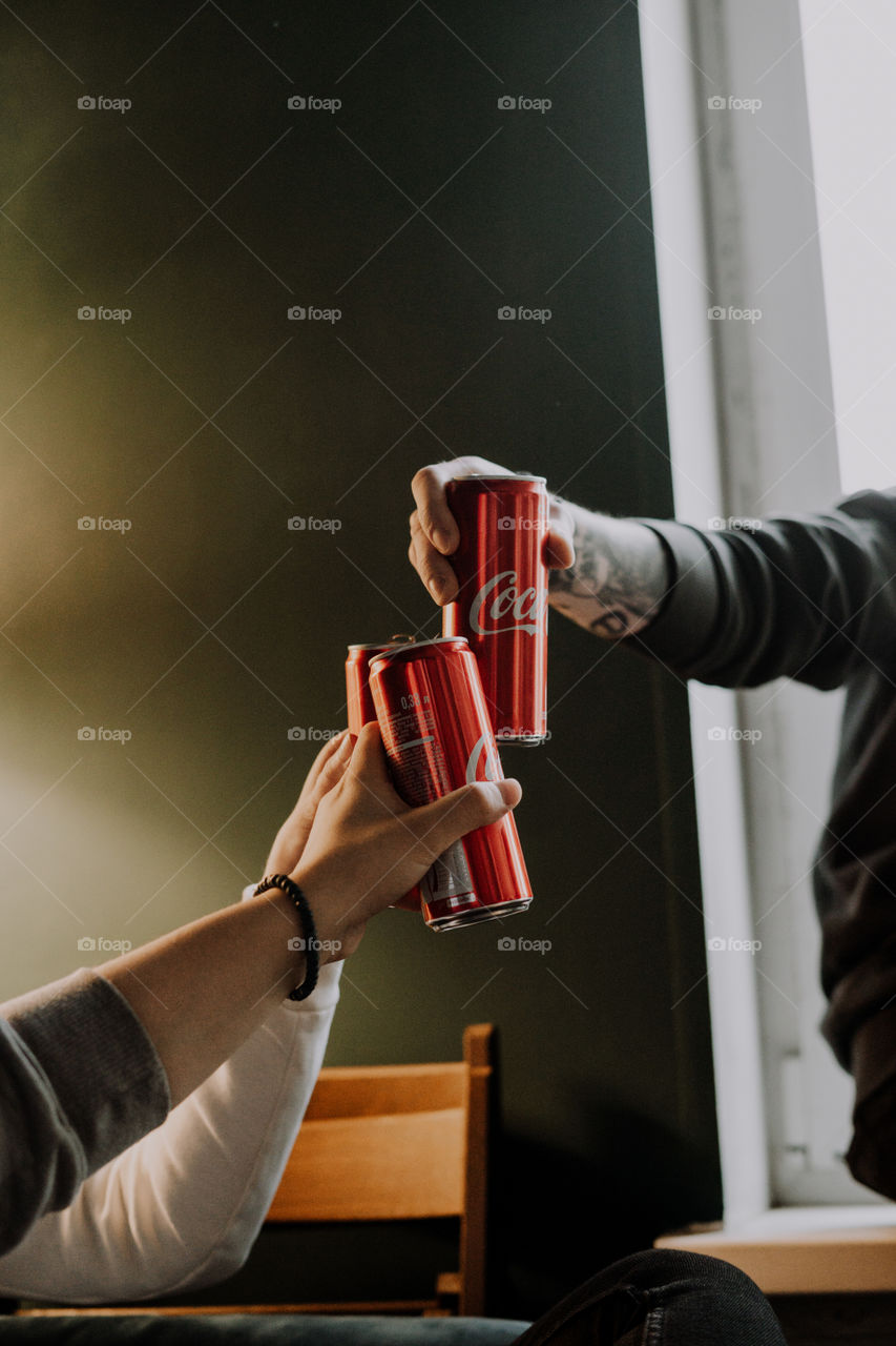 cheers with coca cola