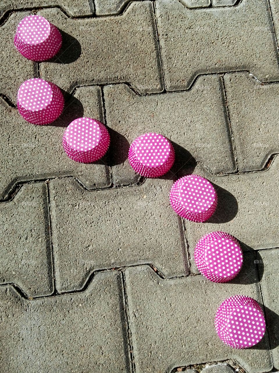 pink cake cups on stone background