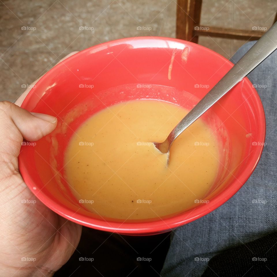 bowl of homemade mango Butternut Squash Soup