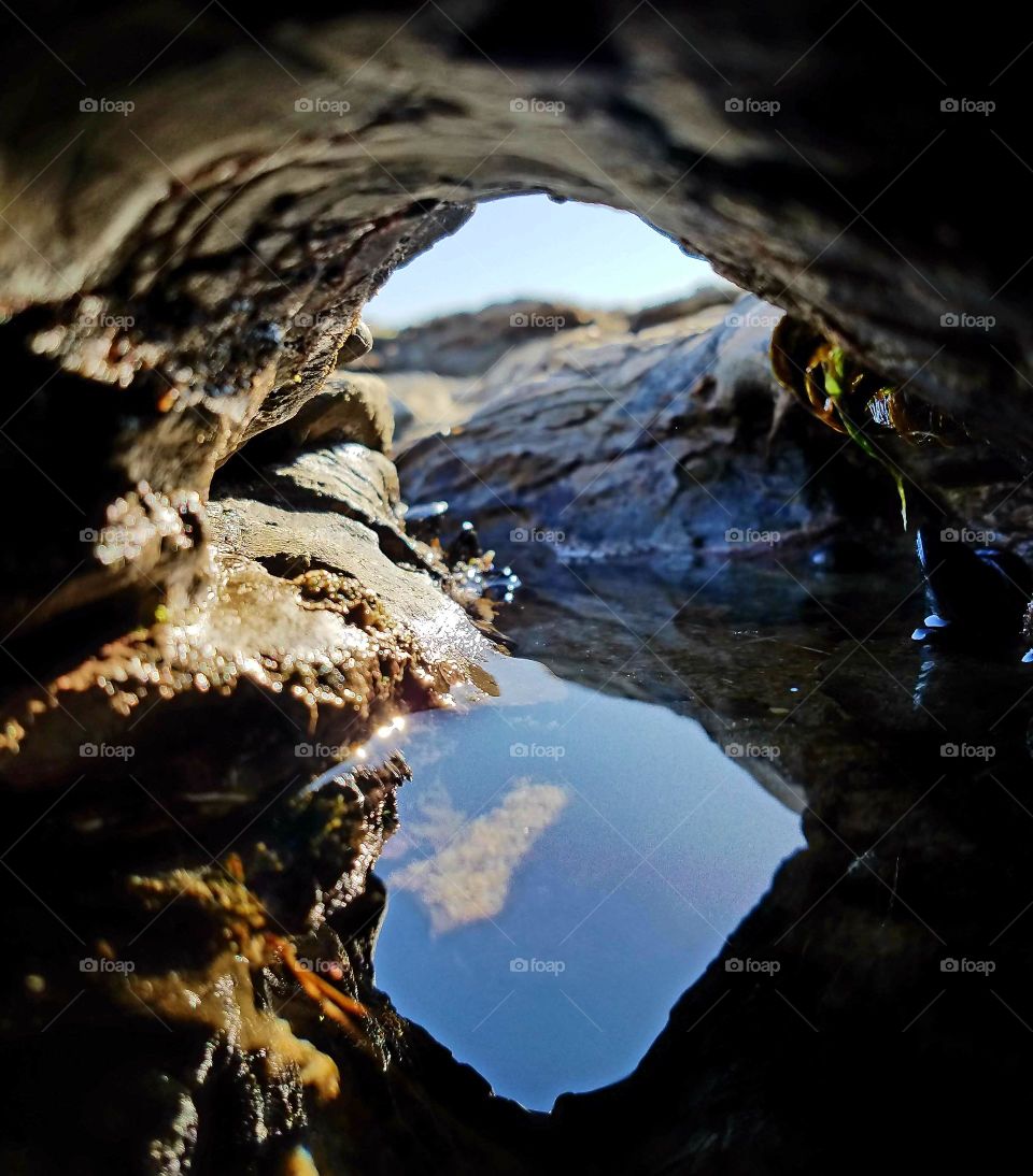 Small cave reflection in Santa Cruz