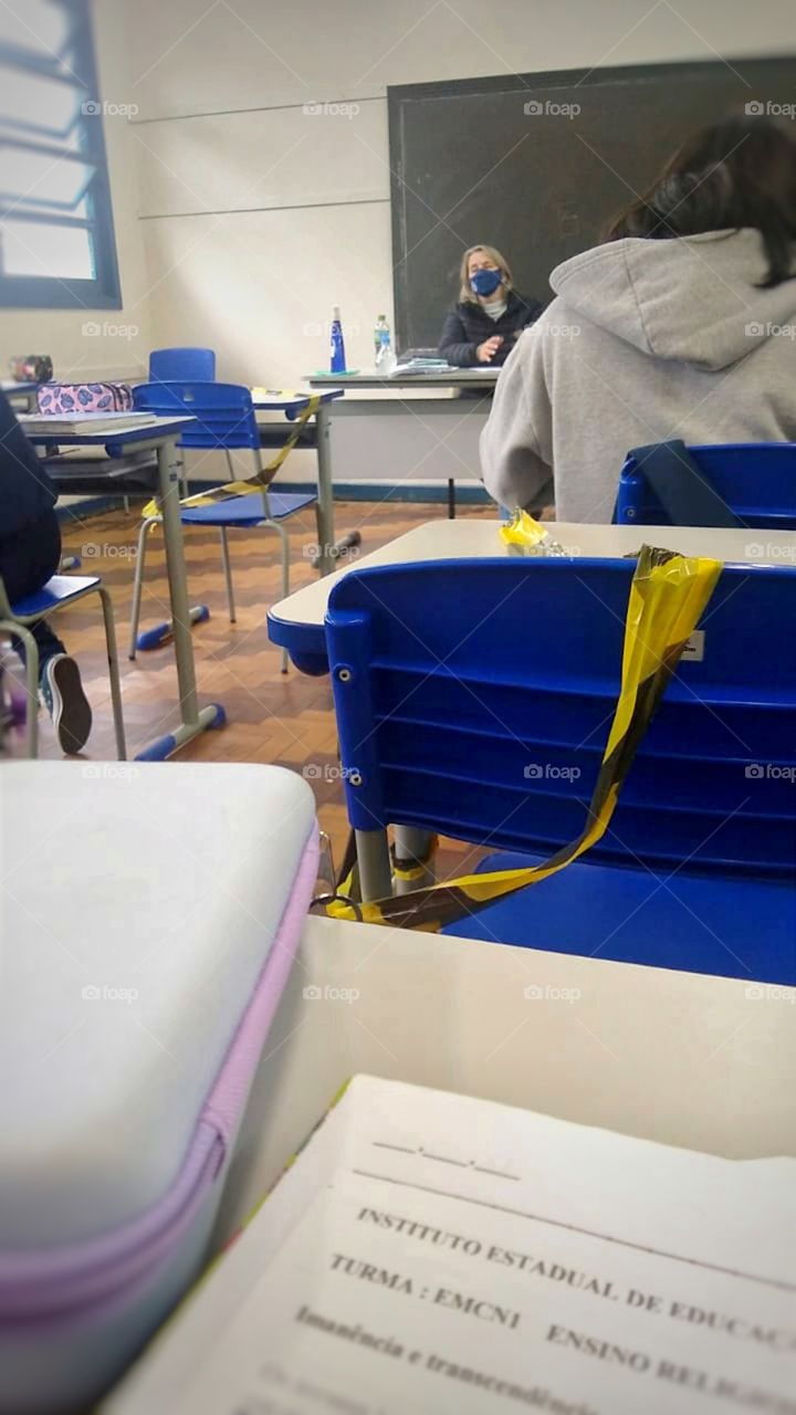 Classroom at school in times of pandemic