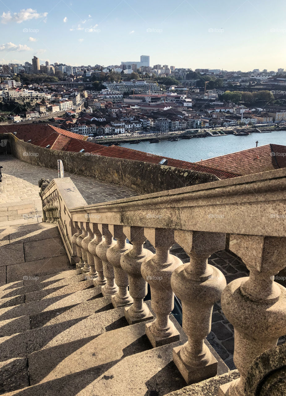 Follow the stone steps next to Porto Cathedral down, to a view of the city and Rio Douro - Porto - Oct 2019